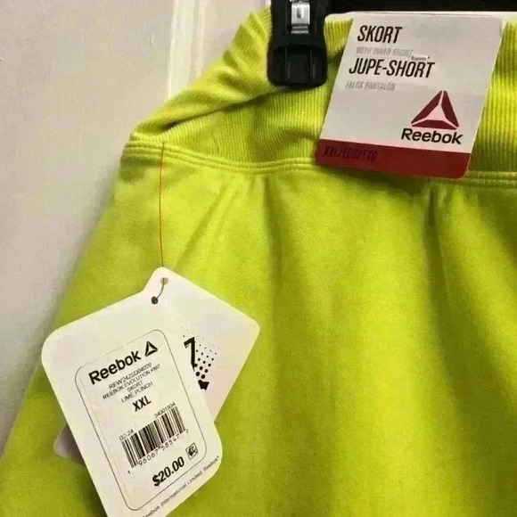 SET of 2, Reebok Evolution Knit Skort & Bra Tank Lime Punch,Size XXL - Picture 2 of 7